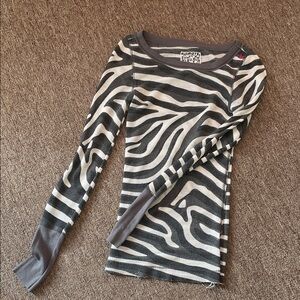 Hurley Black and White Zebra Long Sleeve Top. XS.